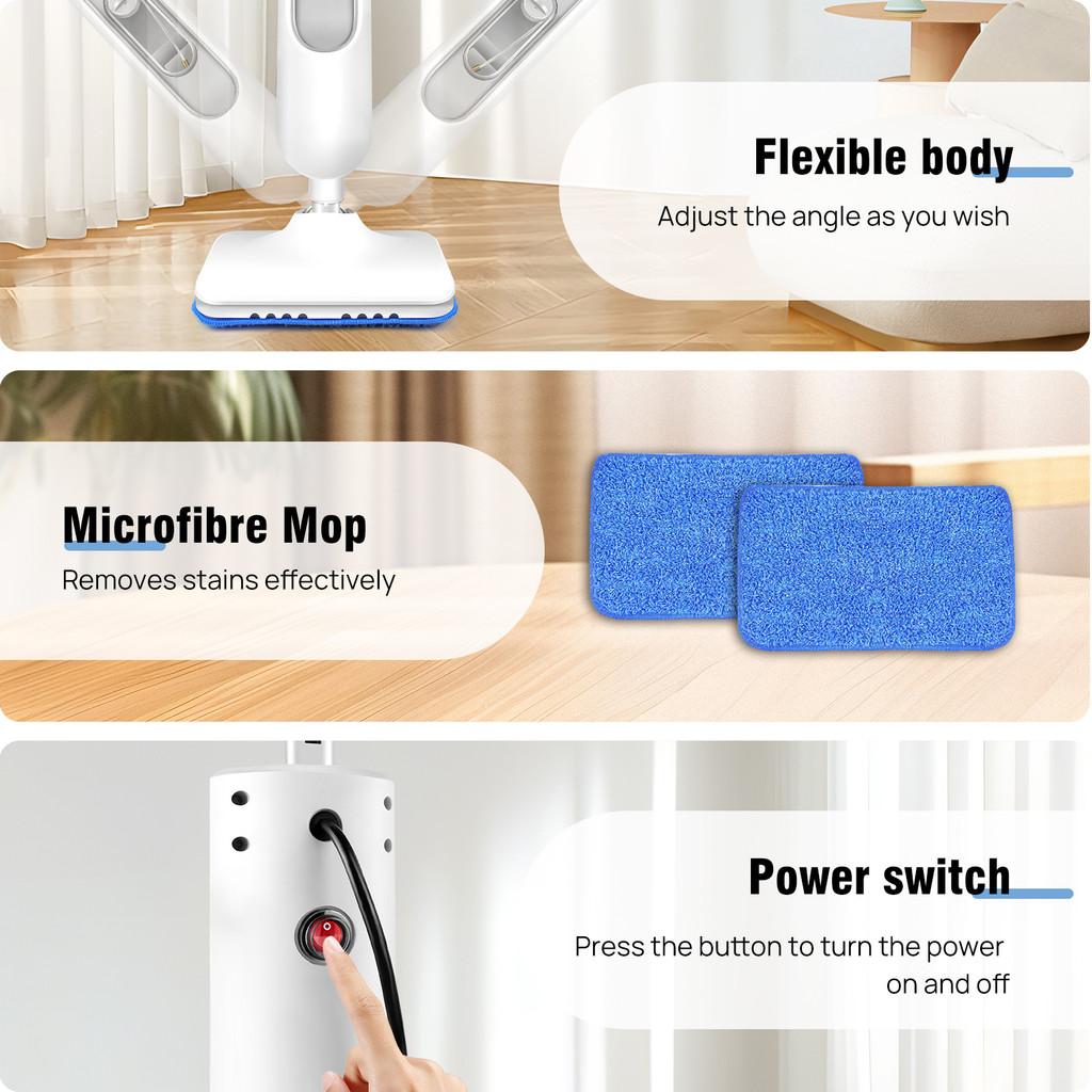 1500W Powerful Steam Cleaner 400ML Water Tank Carpet Electric Steam Mop Laminate Hardwood Detachable Floor Cleaning Device