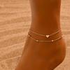 Minimalist Fashion Heart Double Layer Beach Anklet, PerfeAnkletct for Gift Daily Wear