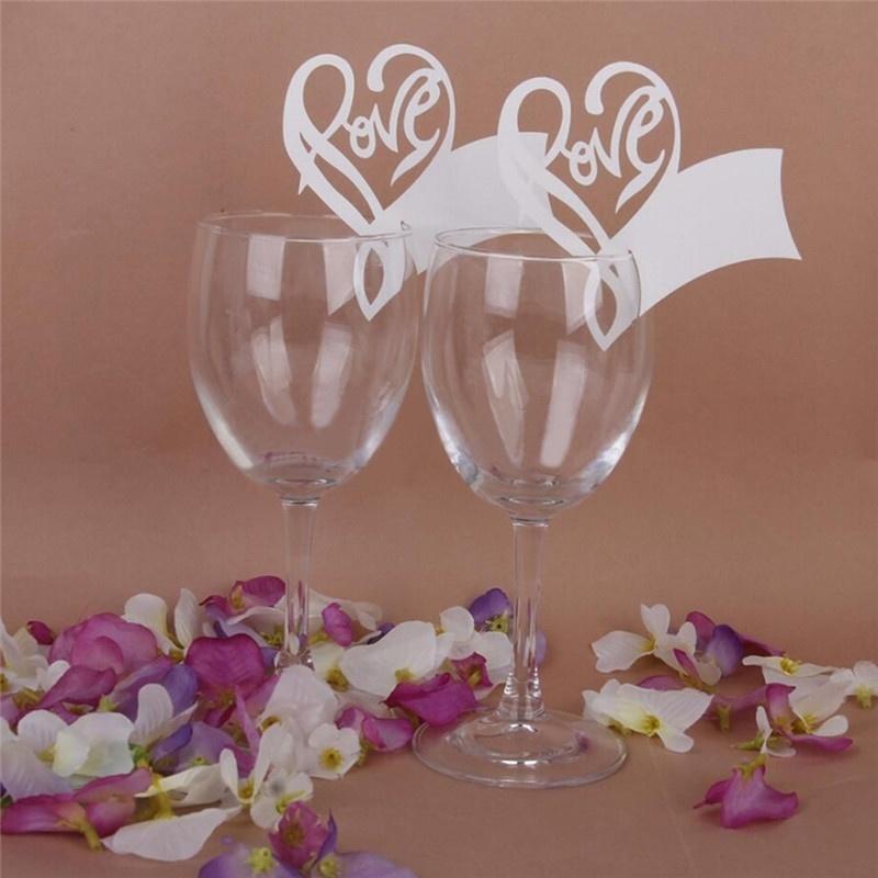 

50 шт. Настольный знак Бокал для вина Карты Польза Любовь Имя Место Вечеринка Свадьба