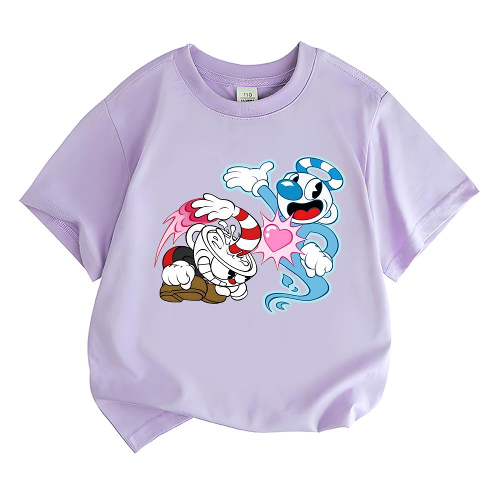Cuphead  Kawaii Boys Girls T-shirt Kids Clothing Hip Hop Tops Short Sleeves Sports Fashion Streetwear Manga/Comic Tees Toddler
