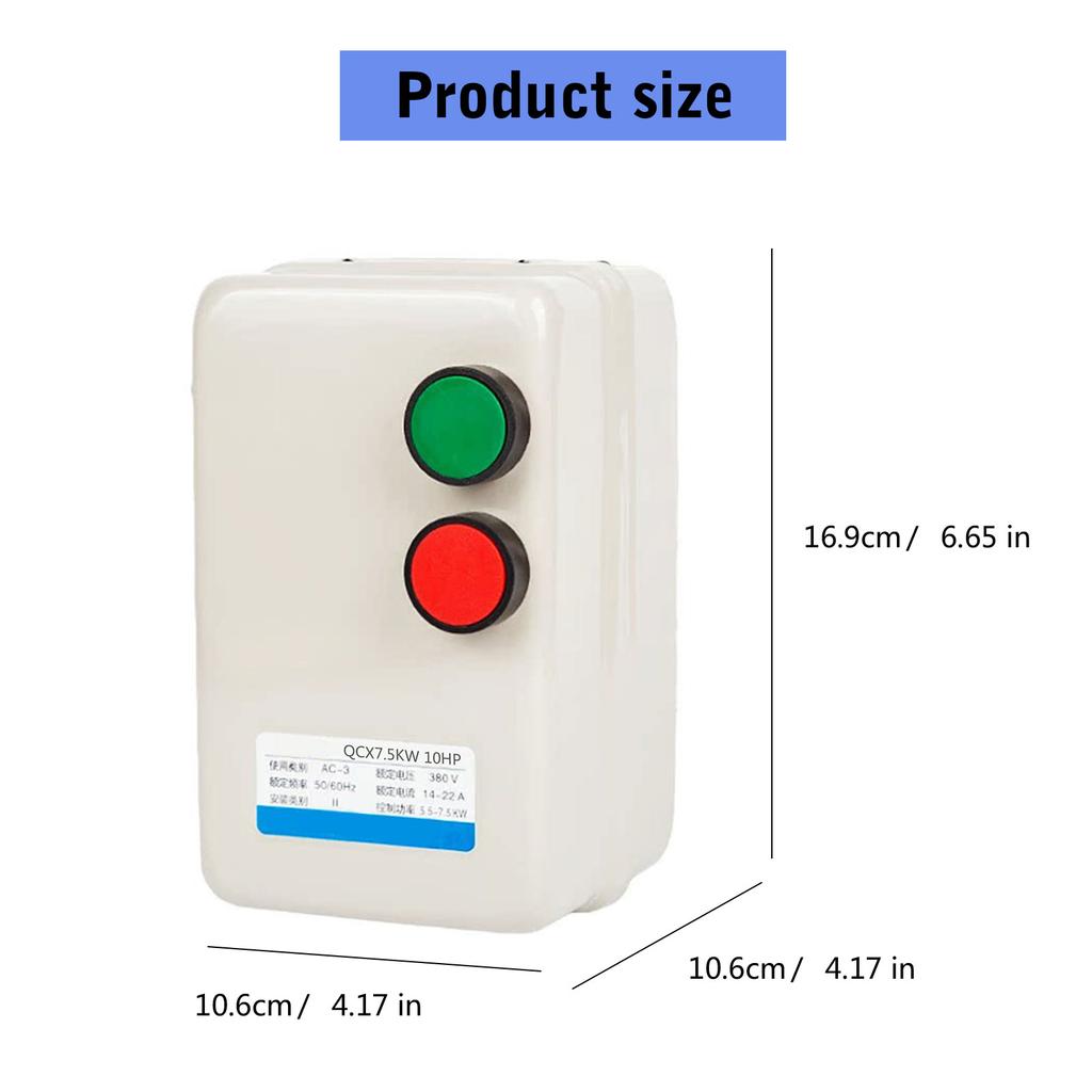 Magnetic Electric Motor Starter 220V 7.5KW 10HP Portable Accessory for Air Compressor Double Phase Switches Control