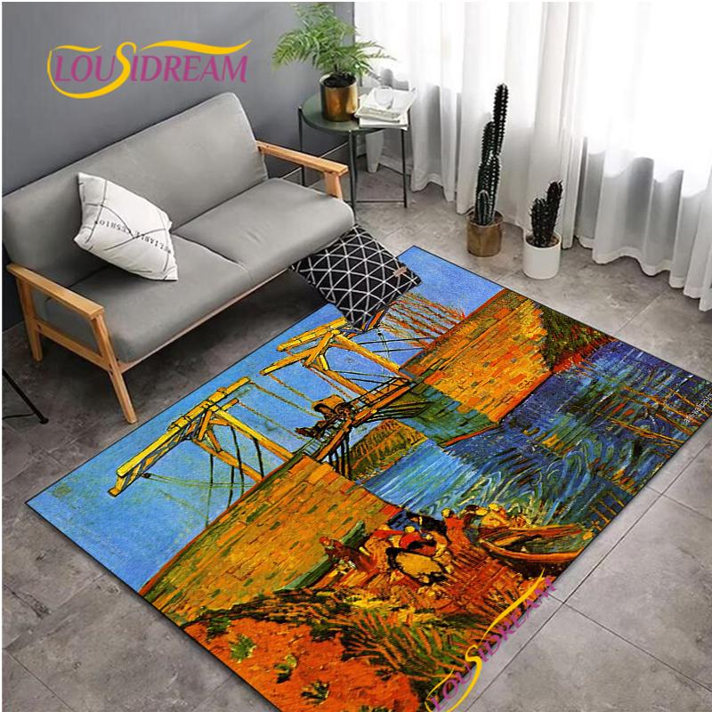 Fashion Van Gogh Art Carpet for Living Room Bedroom Rugs Kitchen Kids Door Un-slip Floor Mats Alfombra Birthday gift Poster Mat