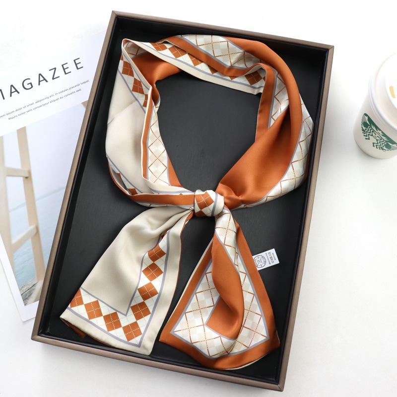 Hair Print Summer Long Silk Feeling Scarf For Women Fashion Neck Tie Hand Bag Foulard Wrist Luxury Kerchief Shawl Wraps Hajib