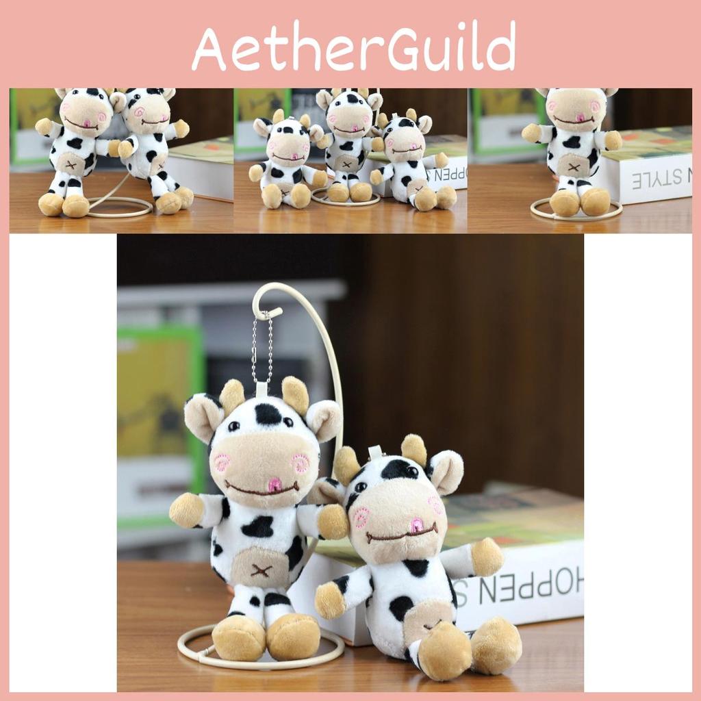 Cute Cuddly And White Cow Plush Keychain Spotted Mini Toy Backpacks For