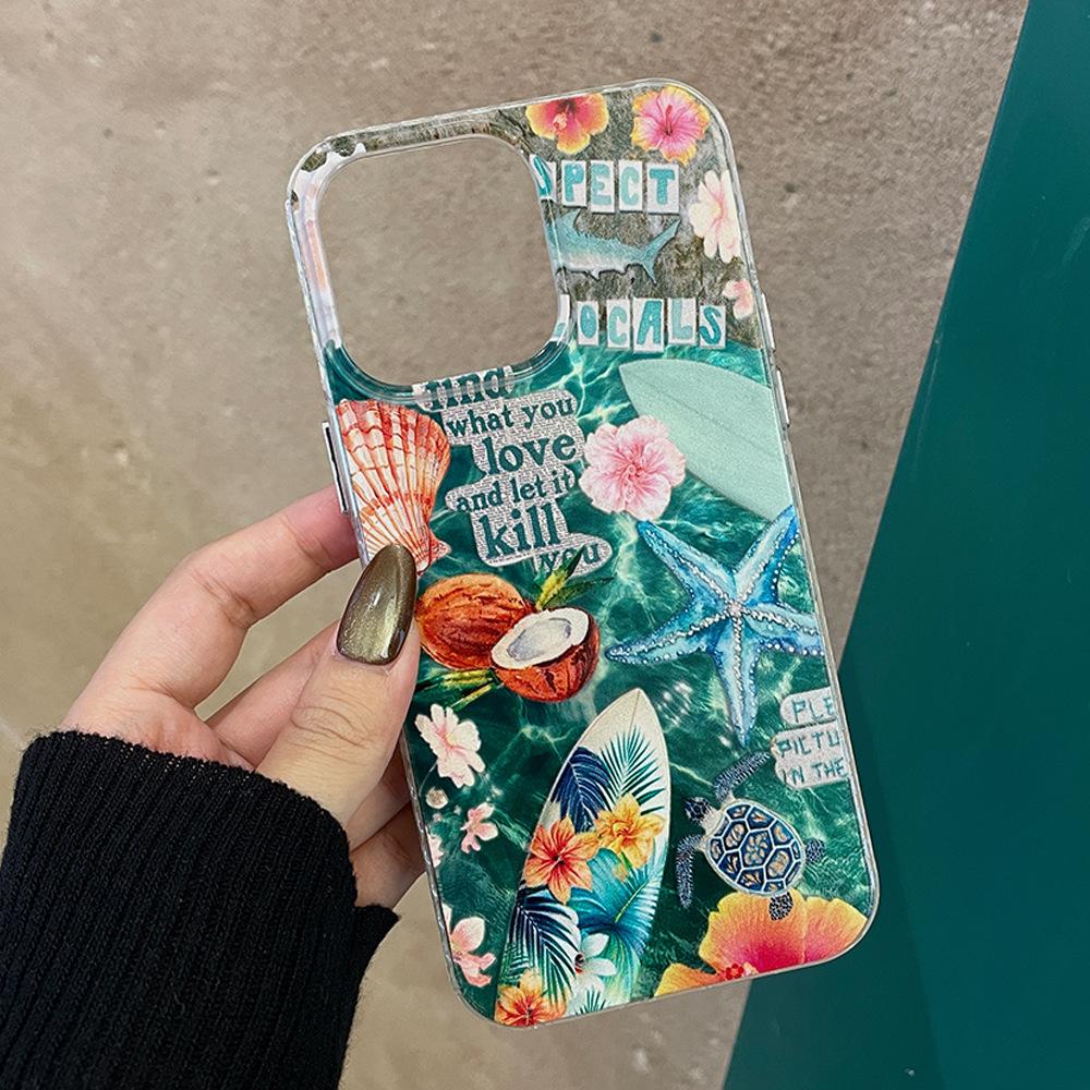Surf theme FYD water ripple for Apple 17AIR laser pleated female iphone16promax phone case iPhone7P/8P