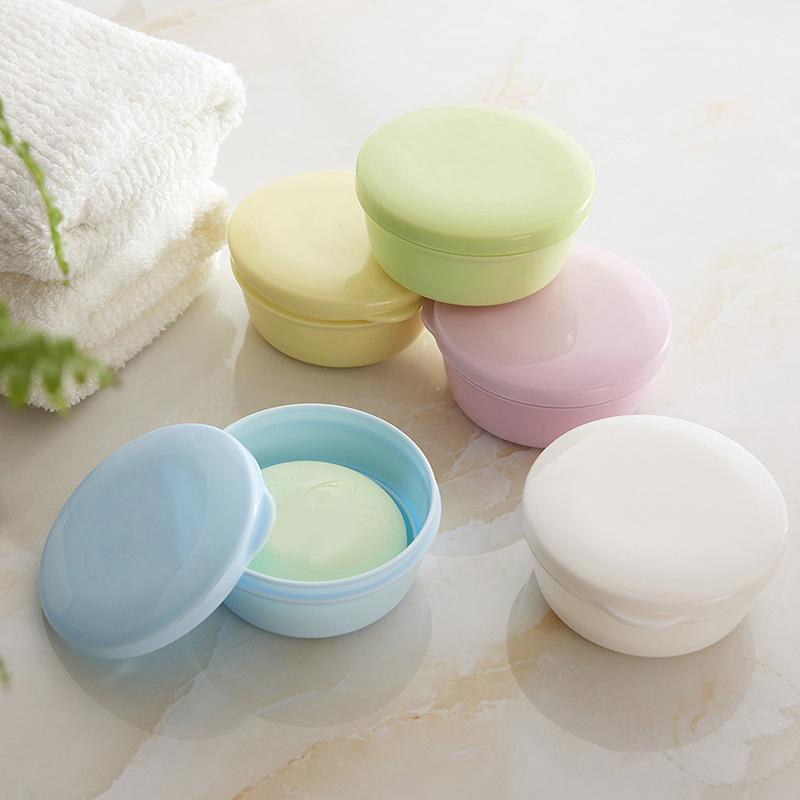 1Pc Circular Soap Box Creative Pp Waterproof Sealed Portable Soap Box Cover Drainage Soap Rack Supplies