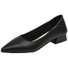 Versatile flat black professional high heels women's spring and summer 2025 new temperament pointed head shallow mouth soft leather work shoes