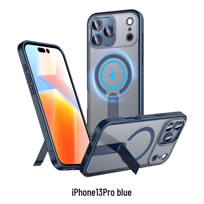 CAXITON Magnetic Clear Phone Case with Stand for iPhone 13 Pro