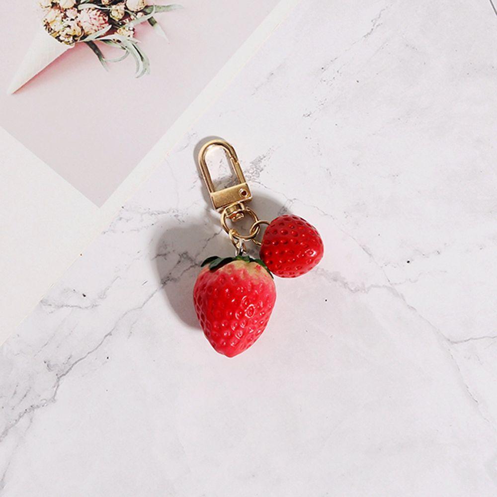 Interior Accessories Simulation Fruit Bell KeyRing Strawberry Keychain Keyrings Jewelry Gift