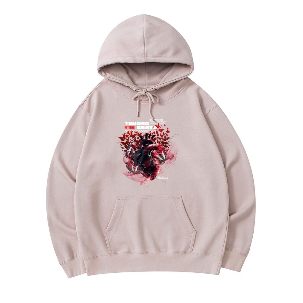 

300 GSM Men s Cotton Hoodies Tender Beats Print Premium Cotton Sweatshirt XS армия зеленый