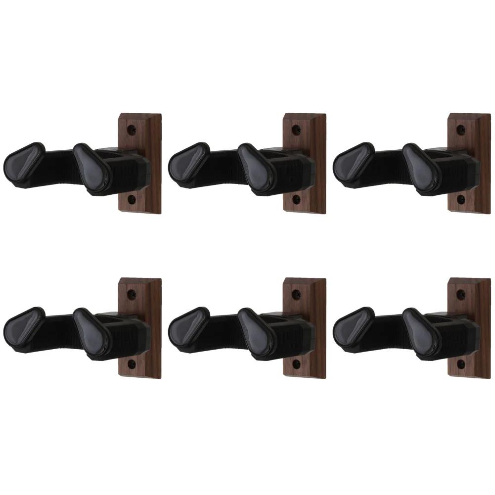 6-1PCS Wooden Guitar Holder Stand Non-Slip Guitar Display Bracket Universal Guitar Wall Hanger for Electric Guitar Ukulele Bass