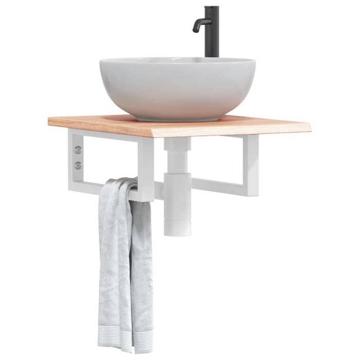 VidaXL Wall-mounted Vanity Shelf Steel and Solid Oak Wood 3302552