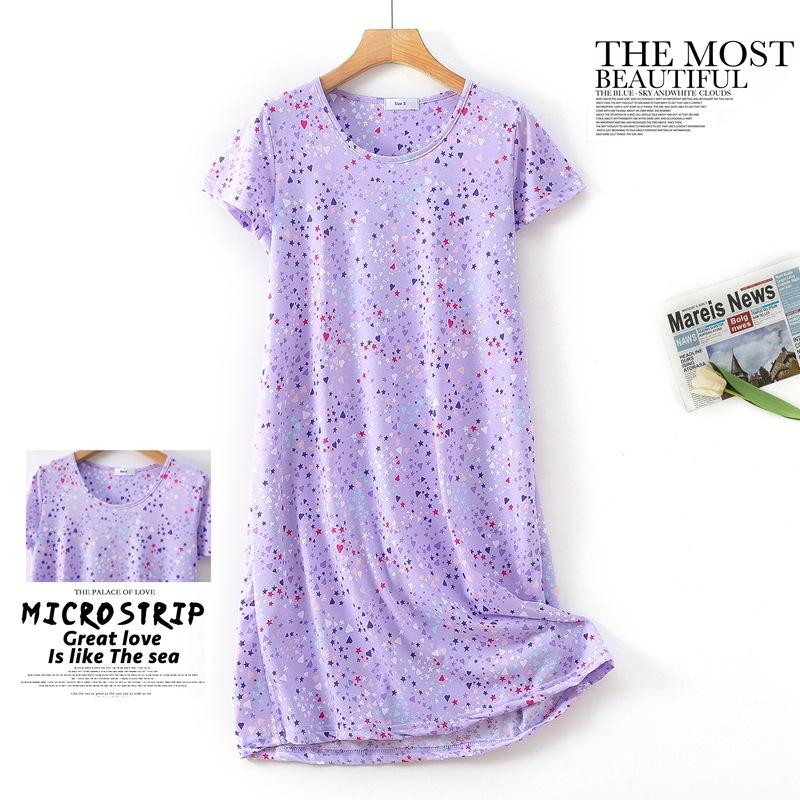 Plus size Estate Donna Camicia da notte Manica corta Simpatico cartone animato pigiameria dolce O Collo Camicie da notte Pigiama Pigiama da donna in cotone