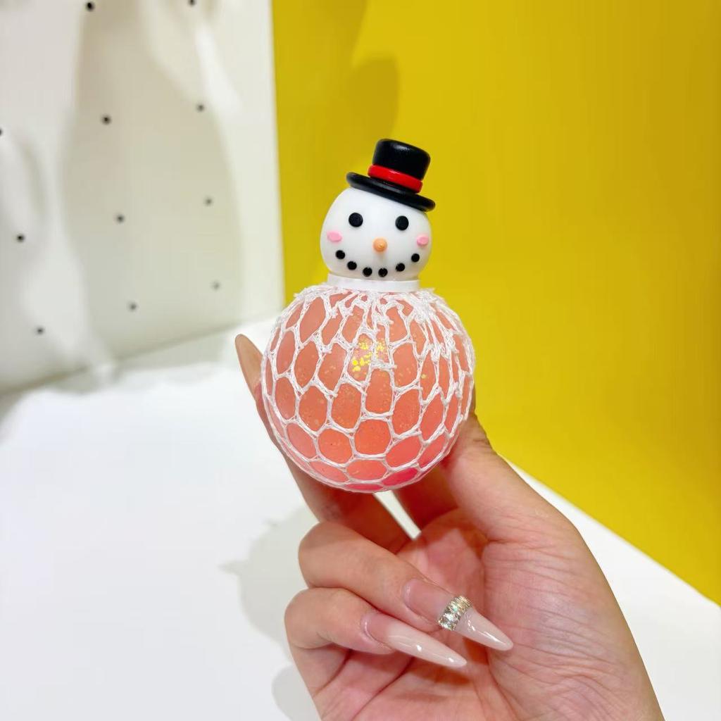 Christmas Ball with Santa, Snowman and Glitter Grape Design - Holiday Sensory Toy
