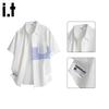 :CHOCOOLATE Men's Patchwork Pocket Short Sleeve Shirt