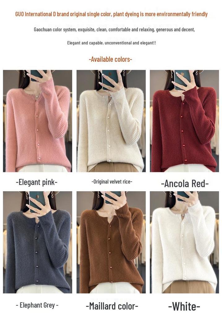 Women's Striped Wool Cardigan - New Autumn/Winter Style, Half-Open Collar, Short, Slimming Knit Cashmere Jacket