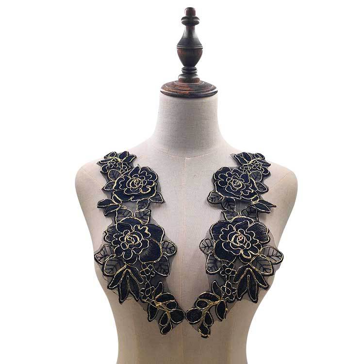 Black embroidery for flowers, water-soluble for flowers, Eugen yarn base cloth DIY lace accessories, spot, water-soluble decal Black gold