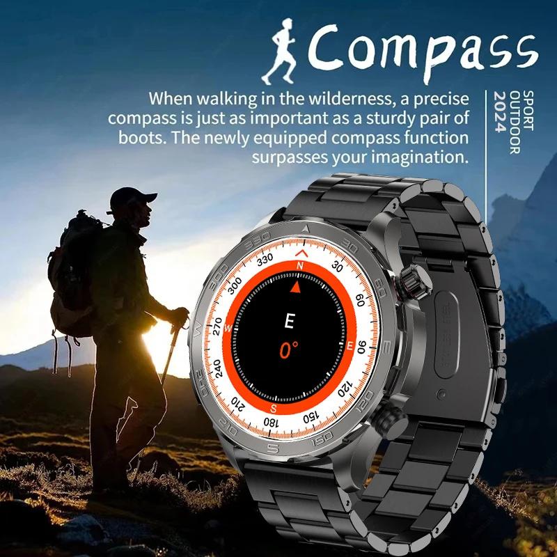 GPS Track Smart Watch AMOLED Screen Always Show Time Sports Fitness Heart Rate IP68 Waterproof Compass Call  New Smartwatch