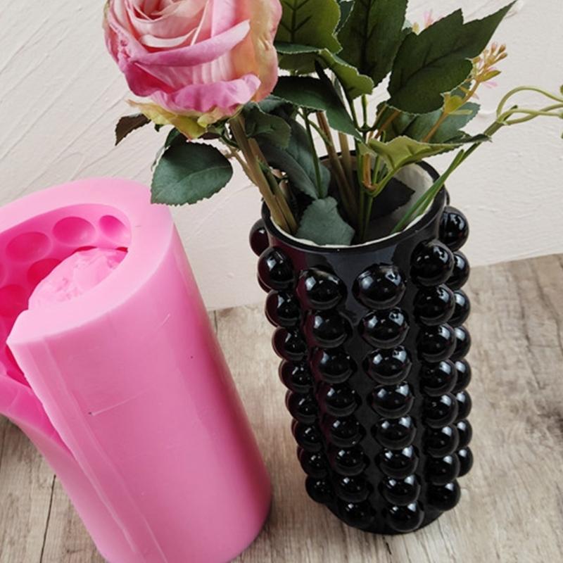 Nonstick Bubble Cylinder Vase Silicone Mold Pen Holder Epoxy Resin Mold Desktop Decoration Mold for DIY Craft Ornament