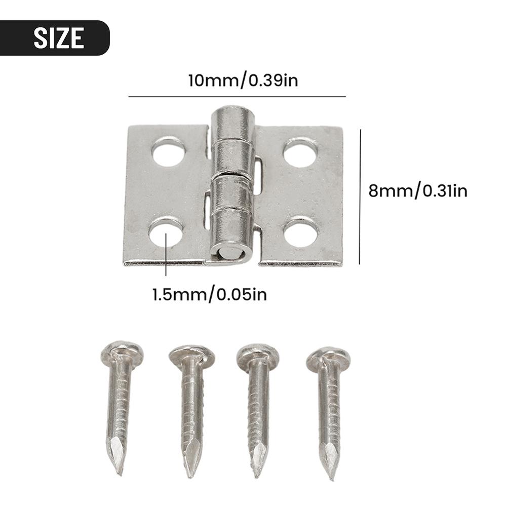 50pcs Brass Mini Hinge Cabinet Door Hinges Jewelry Wooden Box Hinge With Nails Furniture Hardware Decorative Accessories