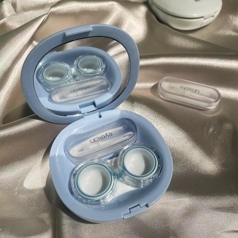 Mini einfarbiger Kontaktlinsenbehälter, Kontaktlinsenbehälter für Mädchen, Reisehalter, Aufbewahrung, Augenbehälter mit Spiegel