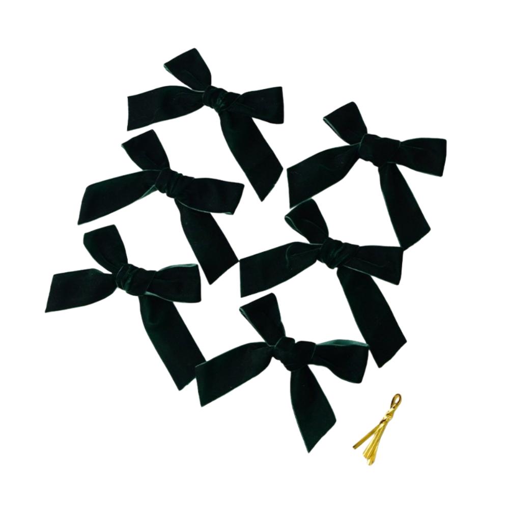 6pcs New Velvet Xmas Tree Ribbon Merry Christmas 2.5/3.8cm Hanging Pendant Red Green Brown Wreath Ribbon Decor Party Decor