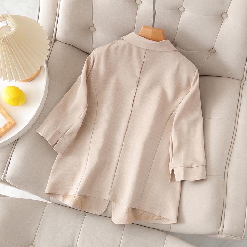2024 Plus Size Women’s Casual Linen Jacket - Seven-Sleeve Summer Style
