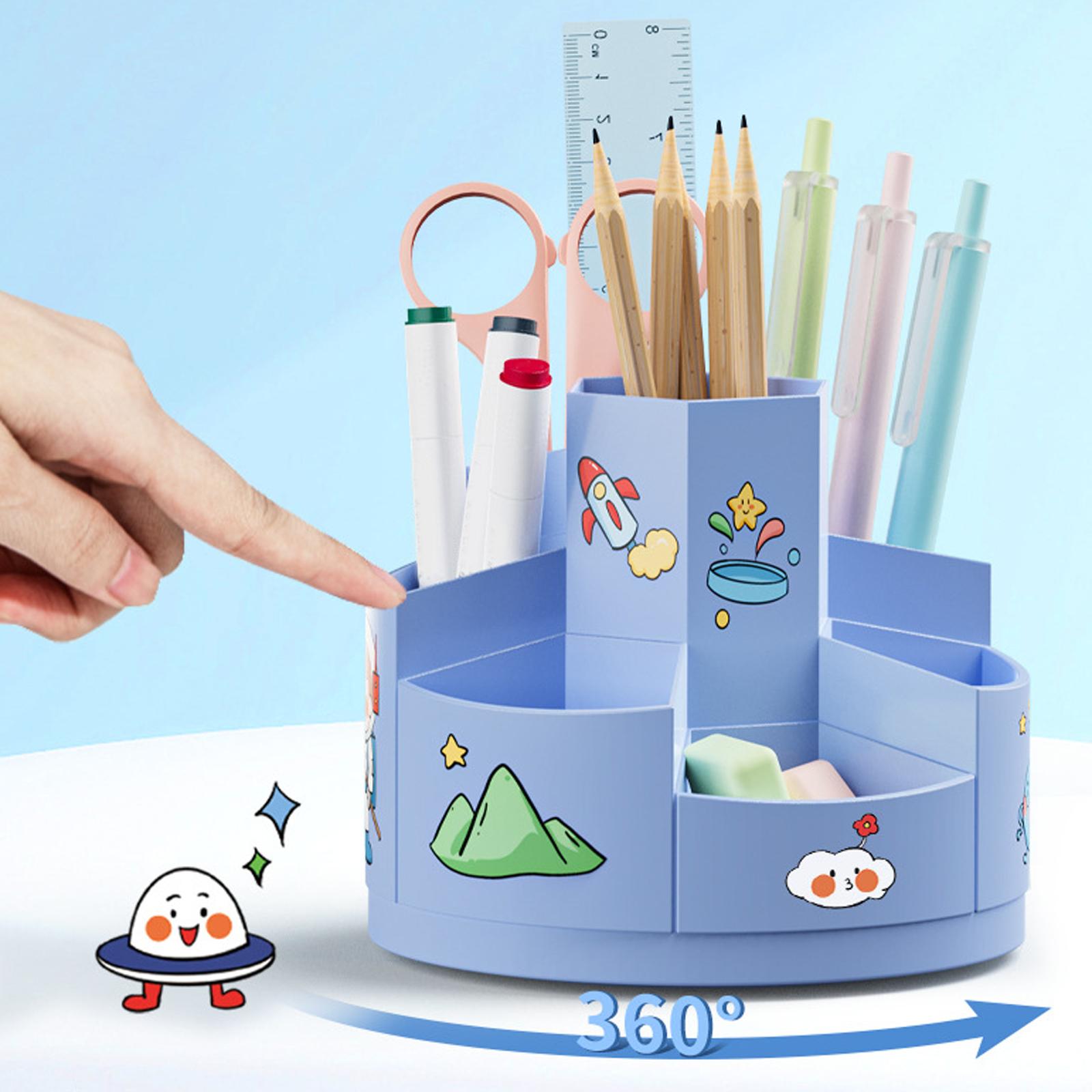 

Multi Purpose Pen Holder Dustproof Cosmetic Display case Organizer 7 Grids Makeup Brush Holder office Desktop Home синий