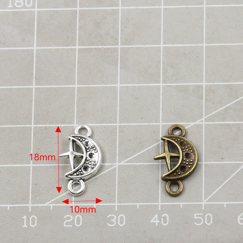 10x18mm Natural Moon Star Alloy Charm Connector for DIY Jewelry