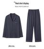 Men's Long Sleeve Cotton Pajama Set, Plus Size, Solid Color, Two-Piece for Spring and Autumn 2025.