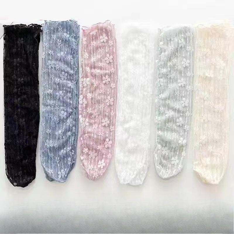 

Женские сексуальные кружевные носки-сетка с цветочным узором, модные ультратонкие прозрачные носки с вырезами, летние носки в японском стиле Харадзюку, длинные носки one size
