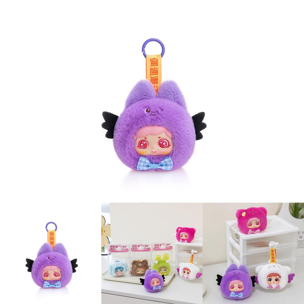 Samoyed Vinyl Doll Cute Mini Plush Figure With Short Faux Fur For Backpack Charm