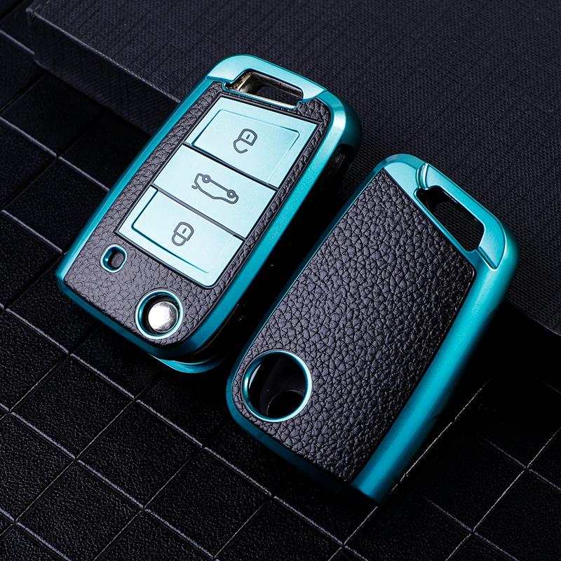 Tpu Leather Shell For Vw Volkswagen Golf 7 Mk7 Tiguan Mk2 For Seat Ateca Leon Fr 2 Ibiza For Skoda Octavia Car Key Case Cover