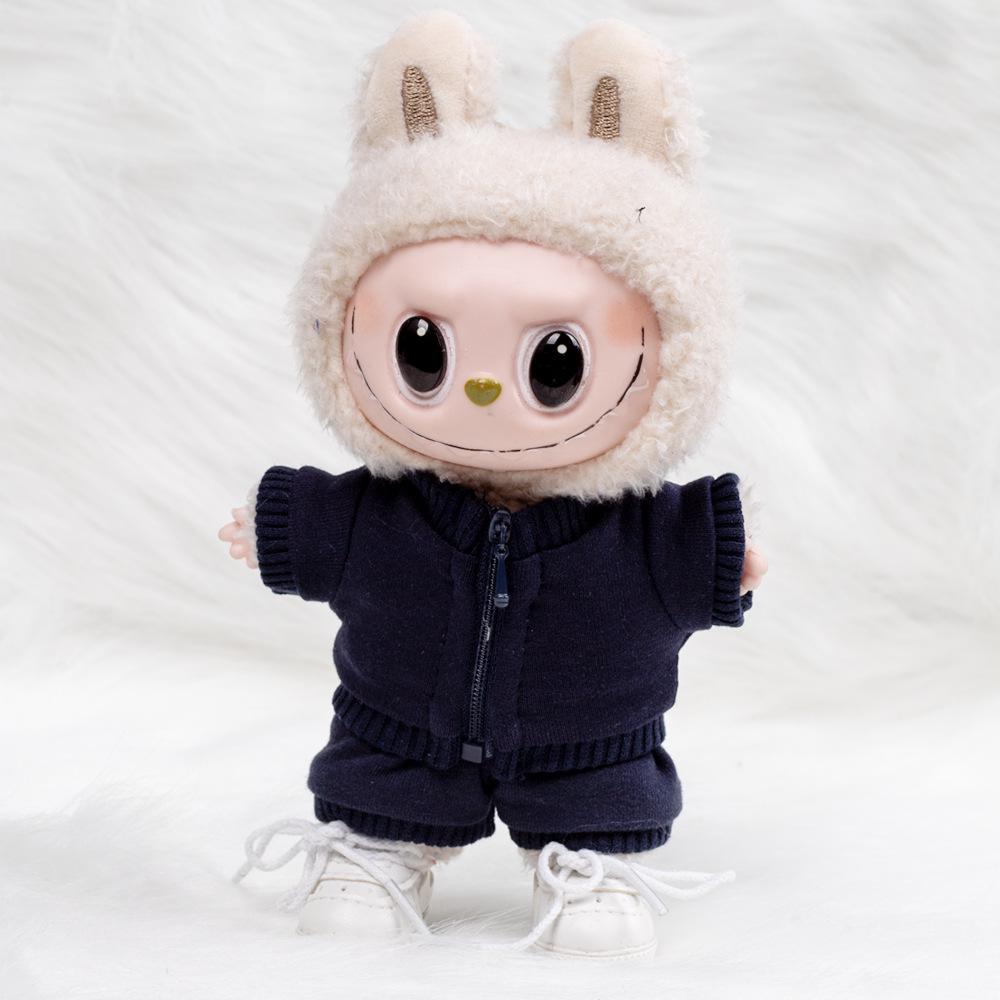 17cm Labubu Macaron Hoodie Puppenkleidung (Ohne Hut, mit Reißverschluss) – Anpassbares Muster