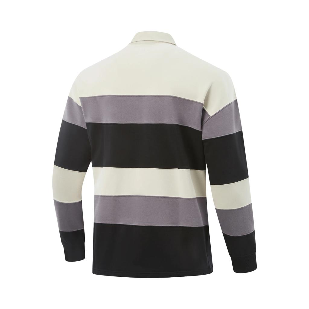 Li Ning Wade Series Striped Color Block Pullover Long Sleeve Polo Shirt Men Tops APLV409-1