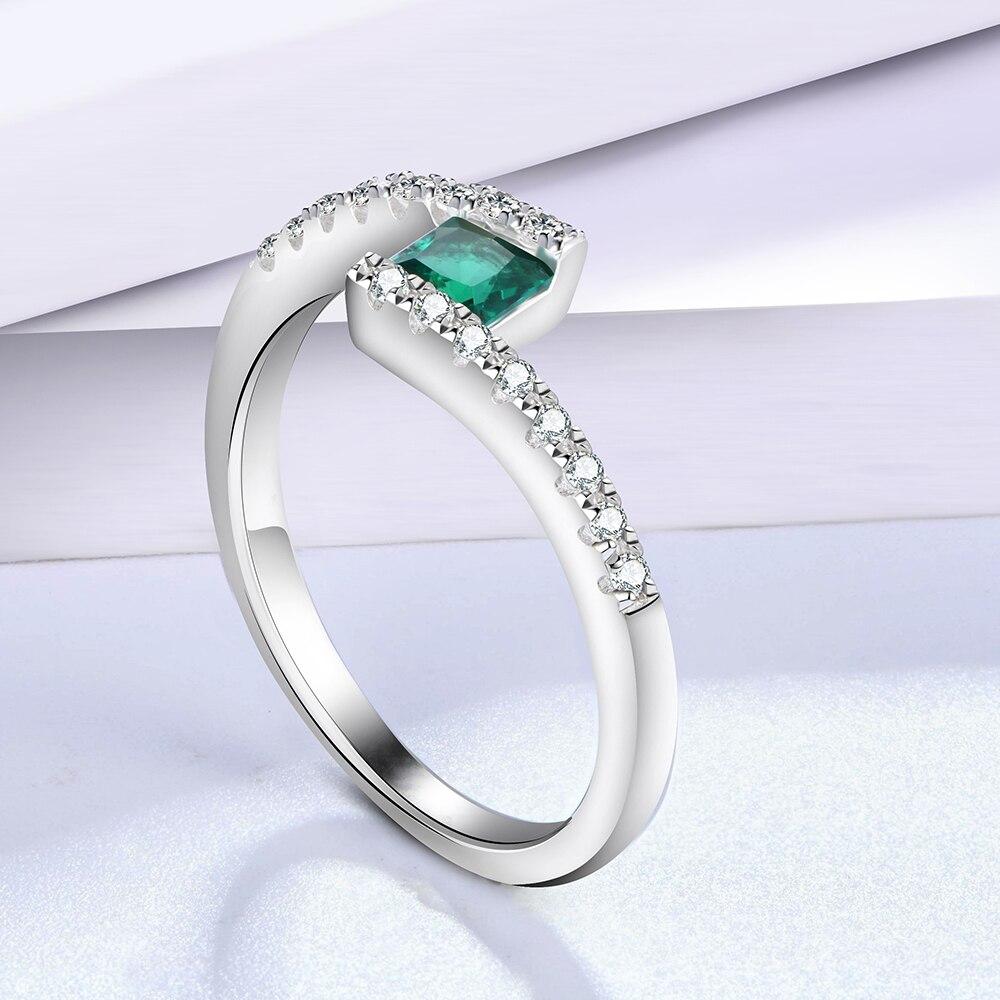 100 % 925 Sterling Silber Kreiert Moissanit 1,0 Karat Smaragd Edelstein Geburtsstein Hochzeit Verlobungsring Edler Schmuck