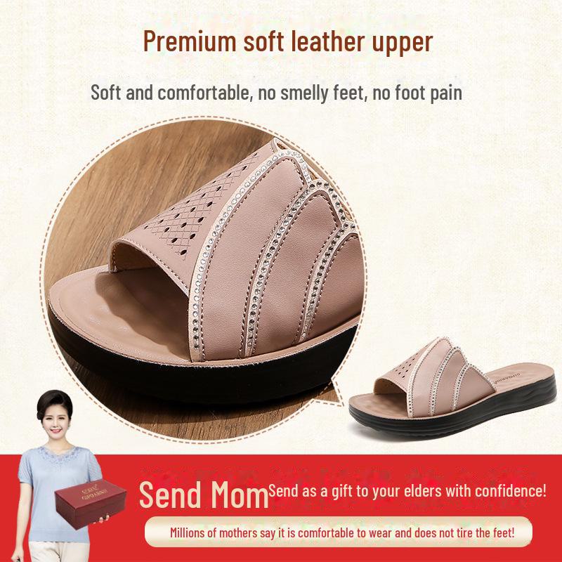 Papuci de vară anti-alunecare cu talpă moale pentru femei de vârstă mijlocie 2025