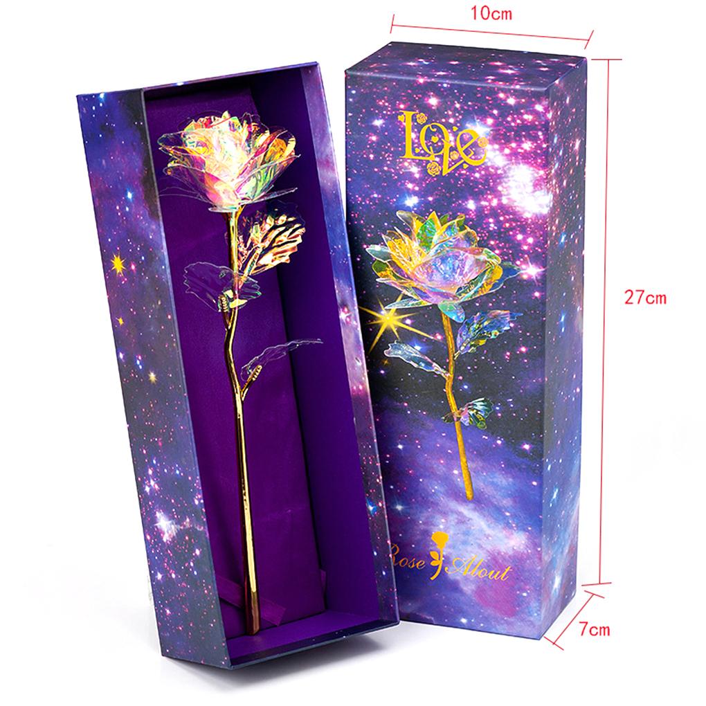 Hot\! 24K Foil Plated Gold Rose Flowers Box Wedding Decor Valentines Day Creative Gift Golden Rose