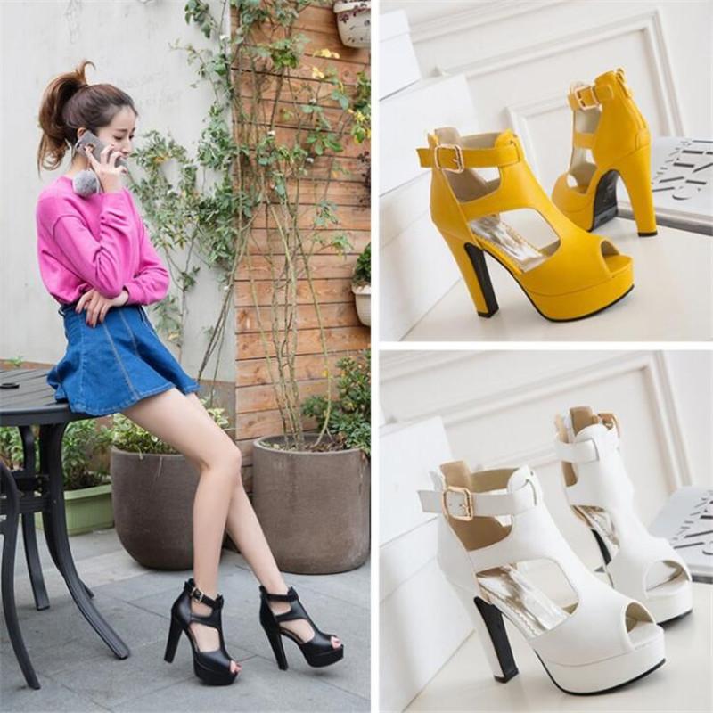 Girls' Shoes Women Pumps High Heels Platform Shoes Peep Toe Peep Toe Gladiator Sandals 12cm Heels Ladies Party Shoes Size 31-43