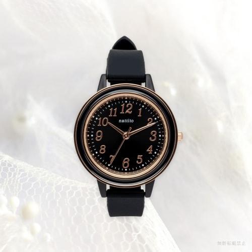 Fieldwork Women's Analog Watch with Silicone Strap and Inner Ring, Pink Gold and Black, Jile JN038-5