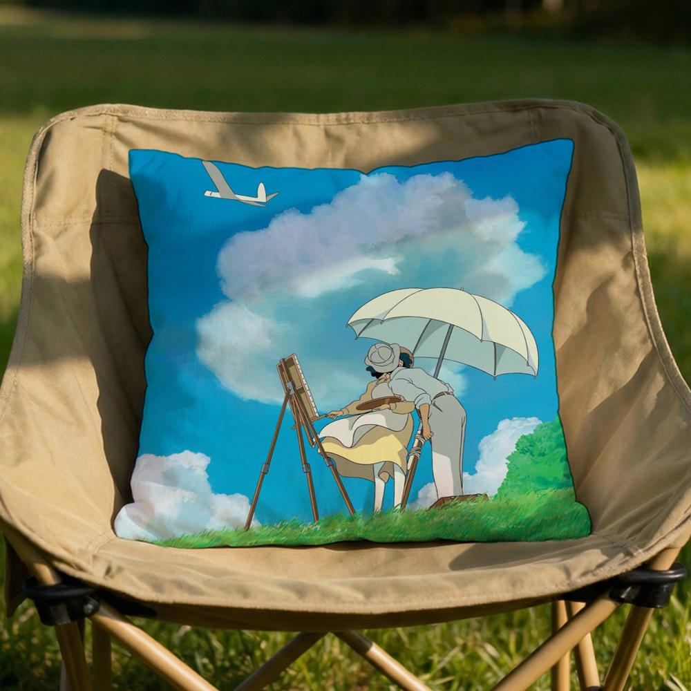 

Cartoon WWind RRises Cushion Cover Soft Reversible Durable Pillow Cover MultiScene Use for Home Car Daily Comfort 30x30cm