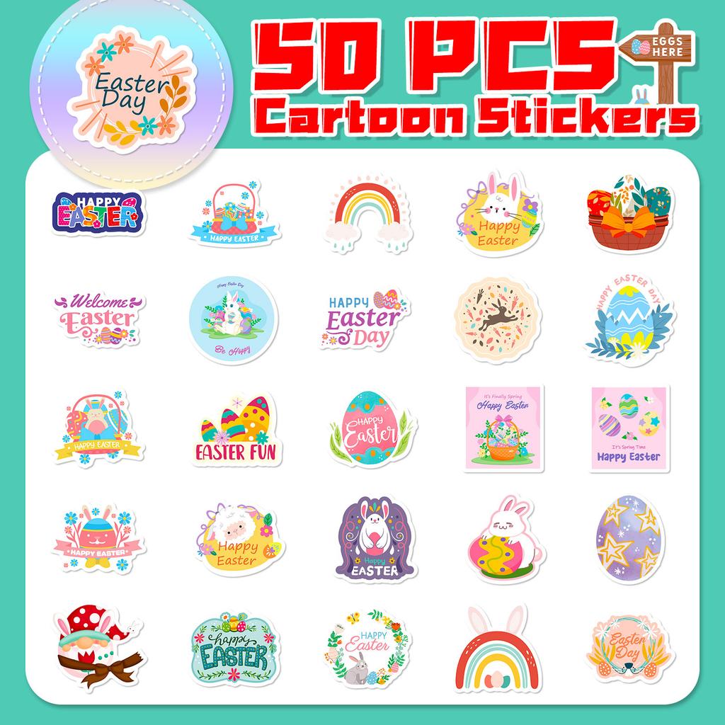 Easter Themed Decorative Stickers Rabbit Egg Cartoon Stickers Hand Account Diary Holiday Decorations Cute Stickers Pack