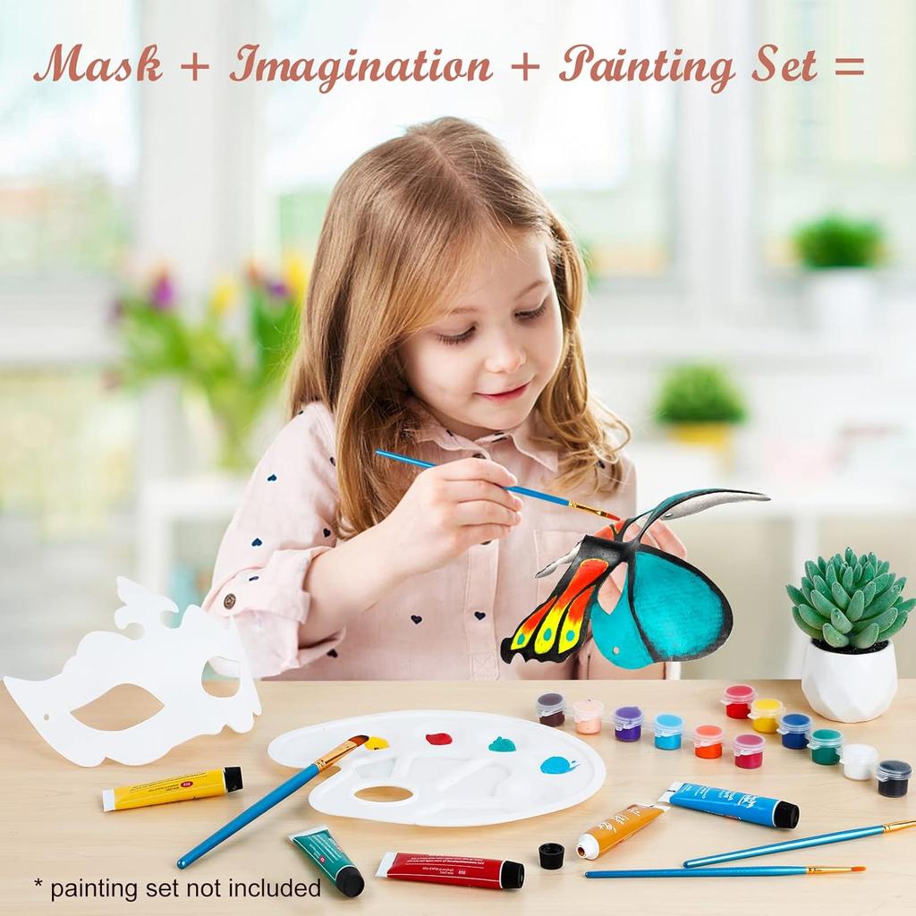 White Masks,DIY Unpainted Masquerade Masks Plain Half Face Masks Decorate