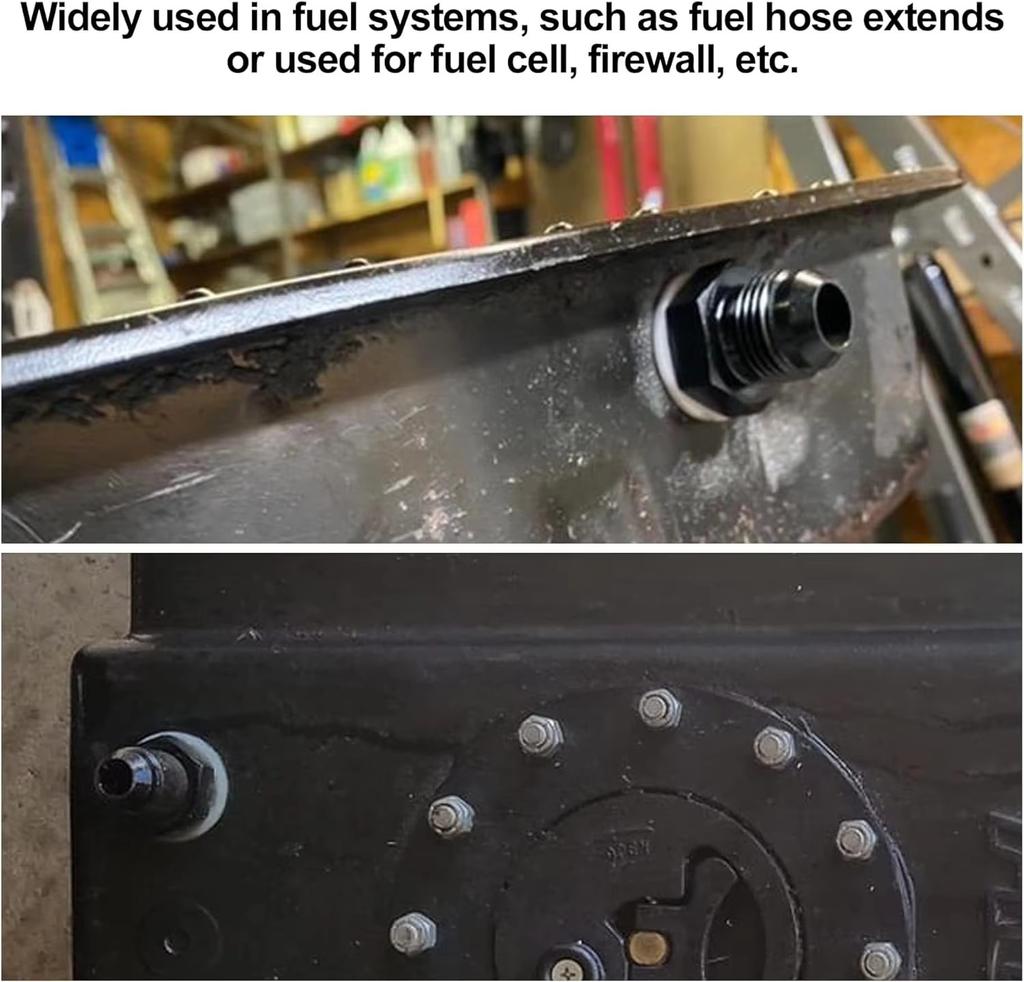 Male AN6 AN8 AN10 AN12 Flare Fuel Cell Tank Adapter Bulkhead Fitting Straight with Washer Black Aluminum Straight