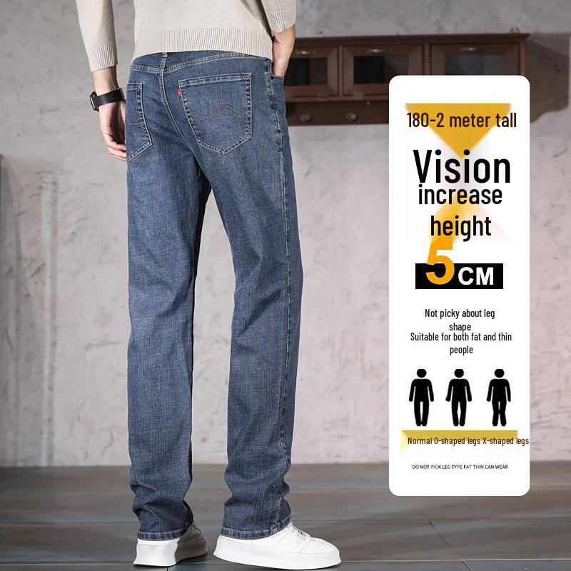 

Men s Tall Fleece-Lined Casual Jeans: Extra-Long 115 cm, Loose Straight Leg, Mid-Waist, Stretch Fabric for Autumn and Winter. Size 30 (Length 110 cm)