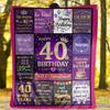 Happy 40Th Birthday Personalized Outdoor Blanket Customize Your Name Soft Warm Cozy Great For Picnics Outdoor Travel And Camping Sofa Office For All