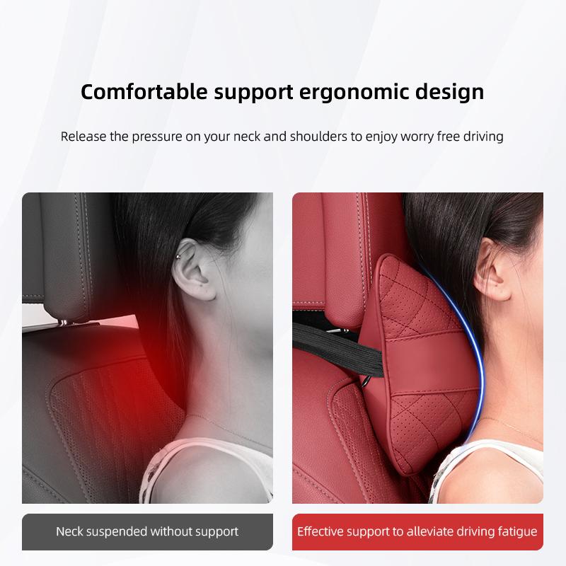 LLIT4 Car Seat Neck Pillow Leather Memory Cotton Headrest For BMW F30 F10 E90 F20 E46 E60 E70 E39 Car Interior Head Support Keychain
