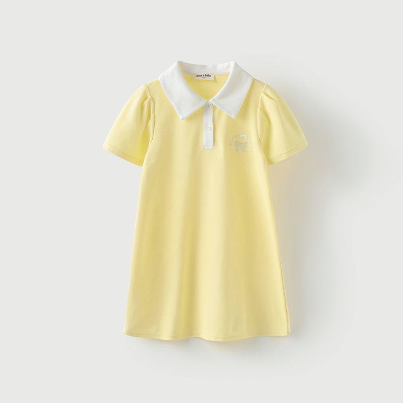 David Bella Children s Dress 2026 Summer New Style Girls  Thin Stylish Knitted Dress Polo Dress Moonlight Yellow [Ready Stock] 120