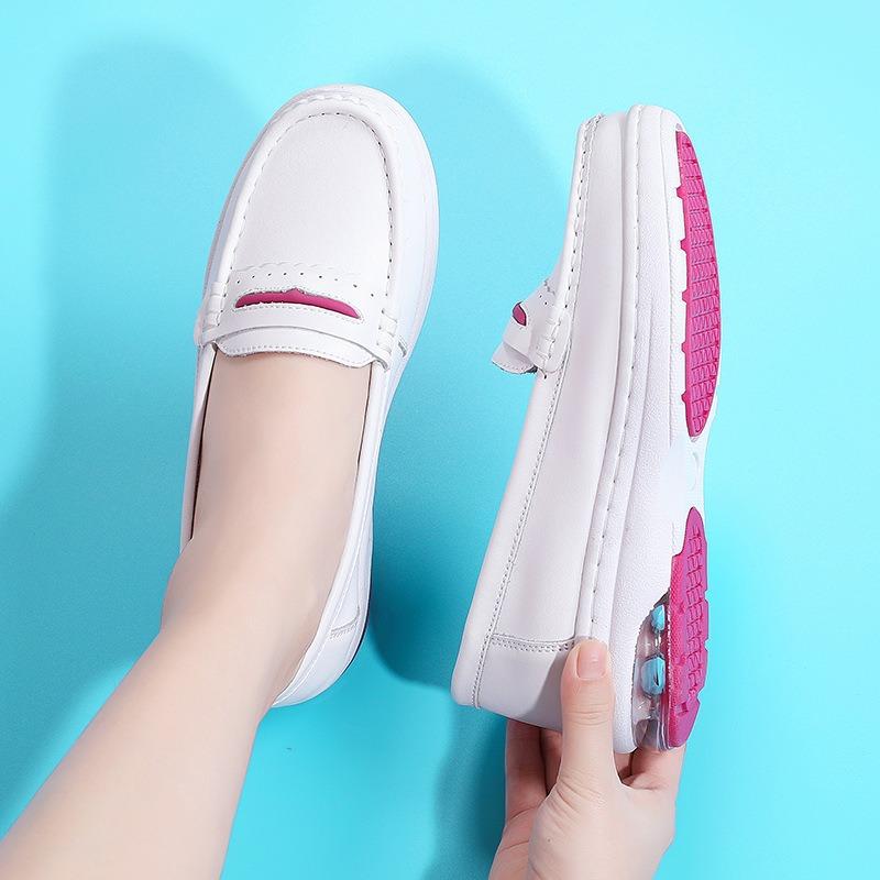 New Air Cushion Nurse Shoes Women's Soft Sole Breathable Not Tired Feet Comfortable Non-slip Shallow Mouth Hollow Thick Sole Medical Work Shoes