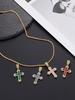 1 Punk/Hip-Hop Style Cross Glass Pendant Long Necklace, Suitable for Men's Party or Daily Wear, Men's Holiday Gift
